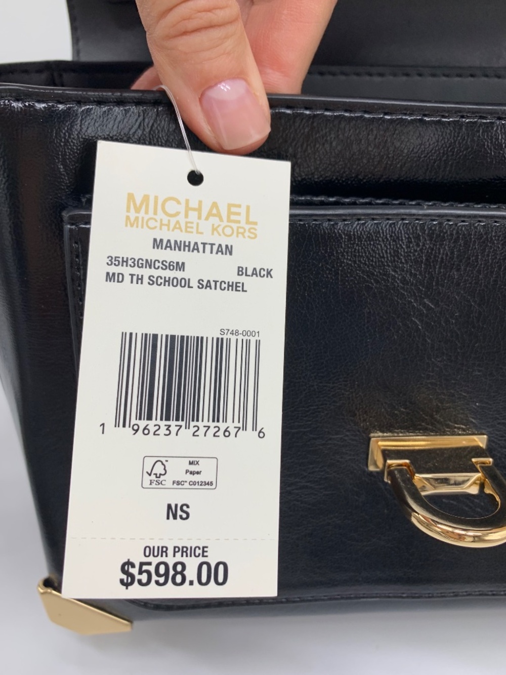Michael kors Manhattan Medium Patent Faux Leather Satchel Black - Picture 13 of 15